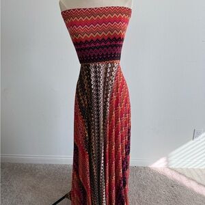 Striped Zigzag Strapless Maxi Dress